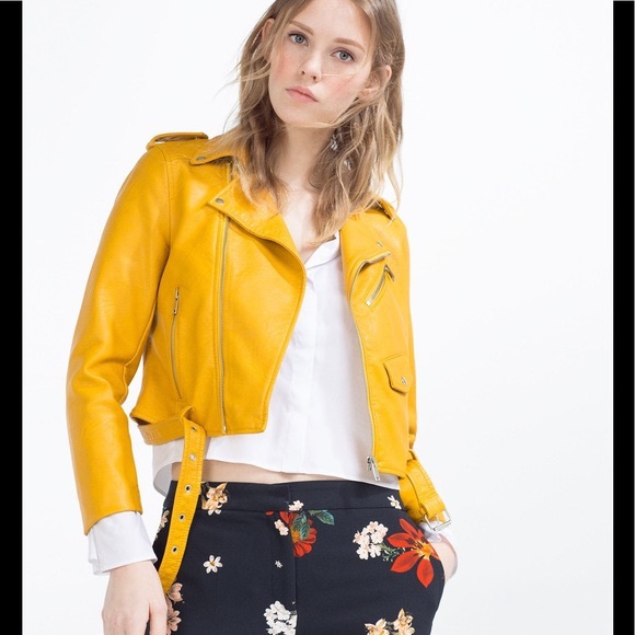 Zara vegan leather jacket like new! Mustard Yellow - Picture 4 of 8